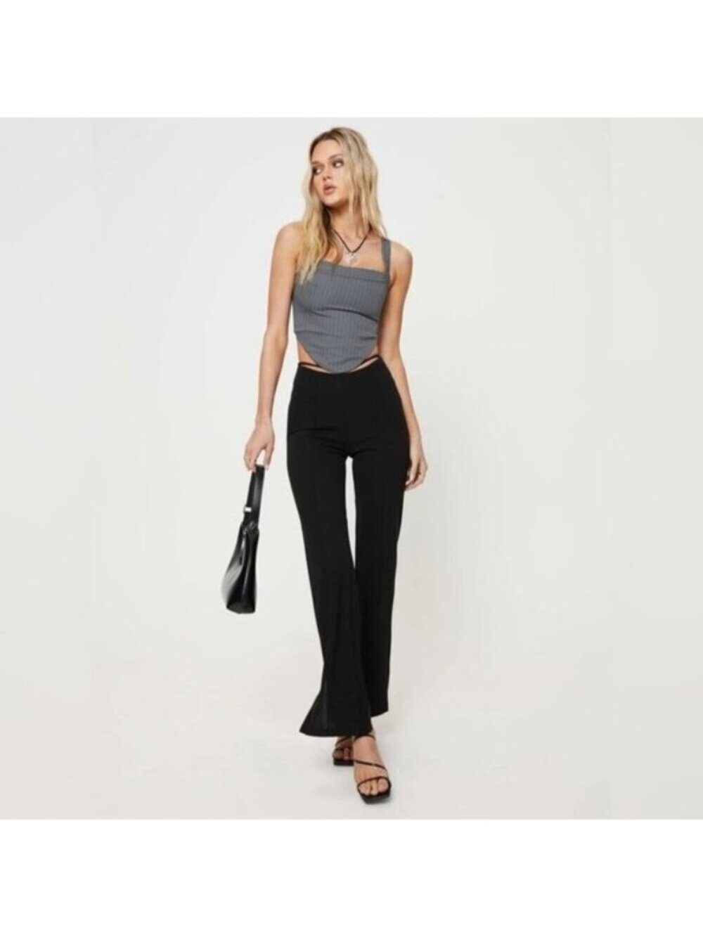 Princess Polly Black High-Waisted Wide-Leg Pants – Size US 8 (AU 12)